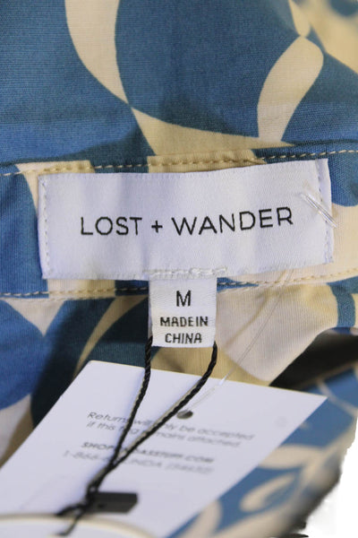 Lost + Wander Womens Milos Cove Short Sleeve Shirt - Blue Floral Size M