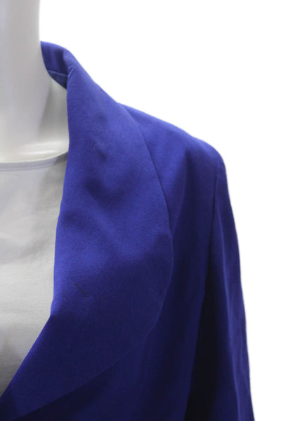 Gianni Versace Womens Textured Long Sleeve Lined Button Crop Blazer Blue Size S