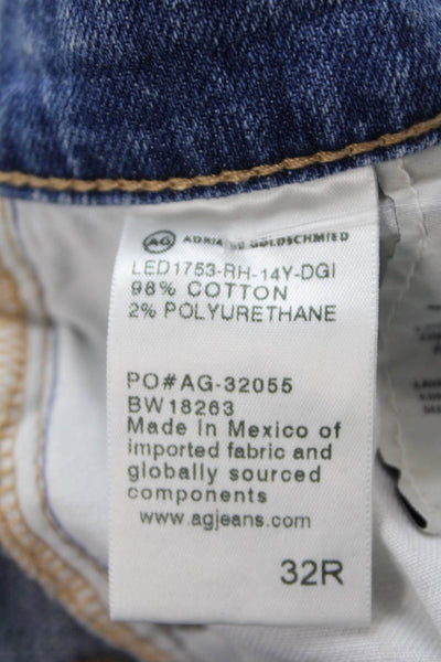 AG Men's Five Pocket Button Closure Medium Wash Straight Leg Denim Pants 32