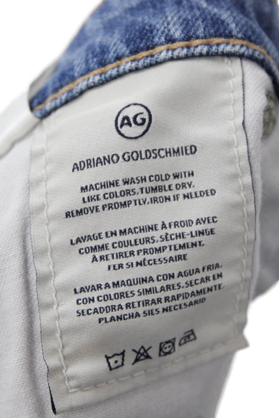 AG Men's Five Pocket Button Closure Medium Wash Straight Leg Denim Pants 32
