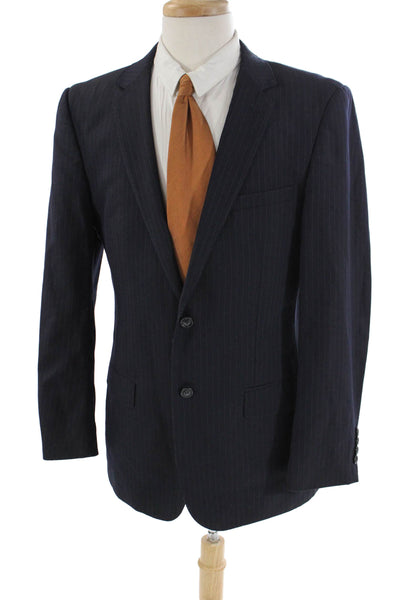 Giorgio Cosani Mens Wool Pinstriped Two Buttoned Suit Jacket Black Size 40
