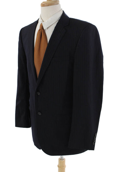 Giorgio Cosani Mens Wool Pinstriped Two Buttoned Suit Jacket Black Size 40