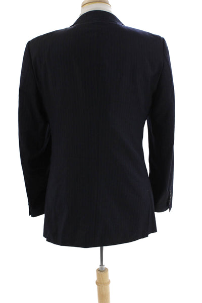 Giorgio Cosani Mens Wool Pinstriped Two Buttoned Suit Jacket Black Size 40