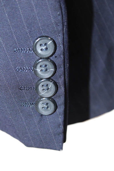 Giorgio Cosani Mens Wool Pinstriped Two Buttoned Suit Jacket Black Size 40
