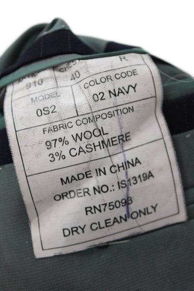 Giorgio Cosani Mens Wool Pinstriped Two Buttoned Suit Jacket Black Size 40