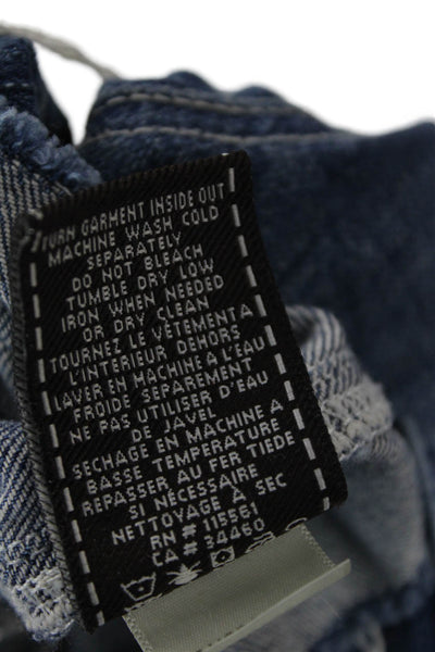 7 For All Mankind Womens Cotton Cropped Distressed Jean Jacket Blue Size S
