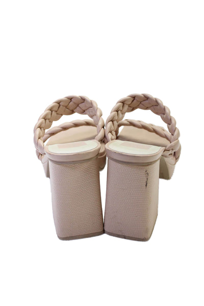 Dolce Vita Women's Square Toe Heels Braided Straps Slide Sandals Beige Size 8