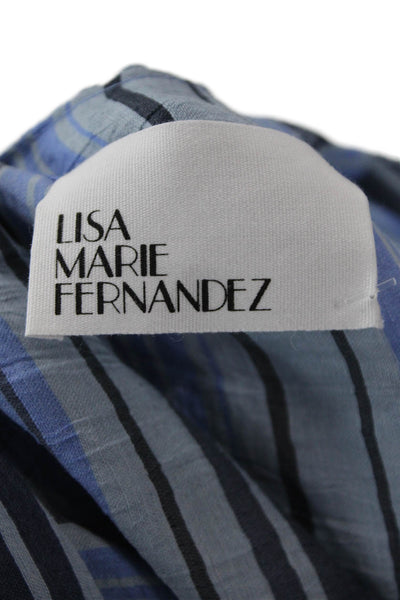 Lisa Marie Fernandez Womens Pouf Tie Blouse - Sea Striped Linen Size 0