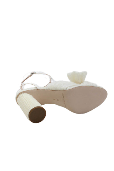 Loeffler Randall Womens Camellia Pleated Bow Heel with Ankle Strap - Pearl Size