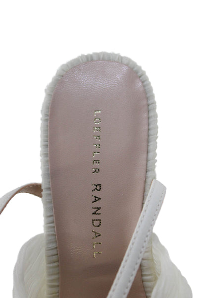 Loeffler Randall Womens Camellia Pleated Bow Heel with Ankle Strap - Pearl Size
