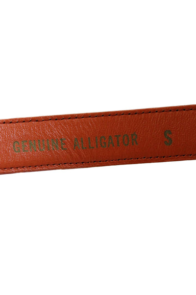 Lana Marks Womens Skinny Width Genuine Alligator Skin Buckle Belt Orange Small