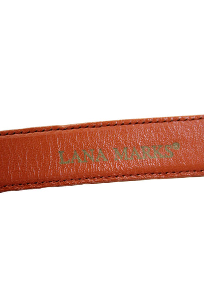 Lana Marks Womens Skinny Width Genuine Alligator Skin Buckle Belt Orange Small