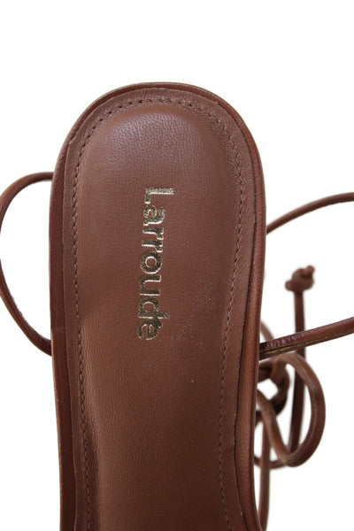 Larroudé Womens Gloria Heeled Sandals - Caramel Size 5