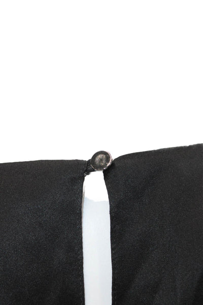 Cushnie Et Ochs Womens Silk Ruffled Cold Shoulder Blouse Jet Black Size 2