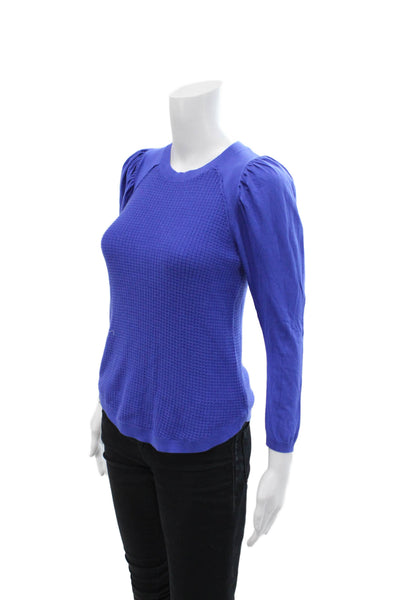 Cotton By Autumn Cashmere Womens Puffy Sleeves Sweater Blue Size Extra Small