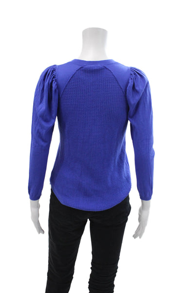 Cotton By Autumn Cashmere Womens Puffy Sleeves Sweater Blue Size Extra Small