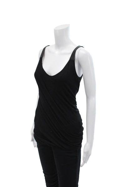 KaufmanFranco Womens Sleeveless Pullover Bubble Tank Top Black Cotton Size 10