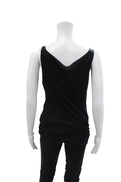 KaufmanFranco Womens Sleeveless Pullover Bubble Tank Top Black Cotton Size 10