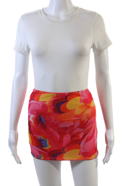 Superdown Womens Buttoned Detail Abstract Print Top & Mini Skirt Pink Size XS