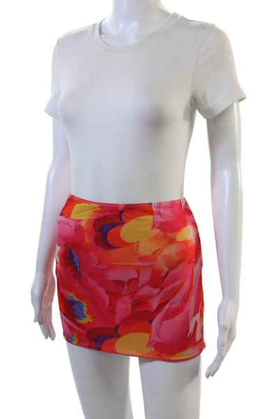 Superdown Womens Buttoned Detail Abstract Print Top & Mini Skirt Pink Size XS