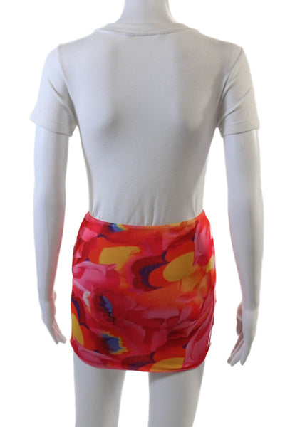Superdown Womens Buttoned Detail Abstract Print Top & Mini Skirt Pink Size XS