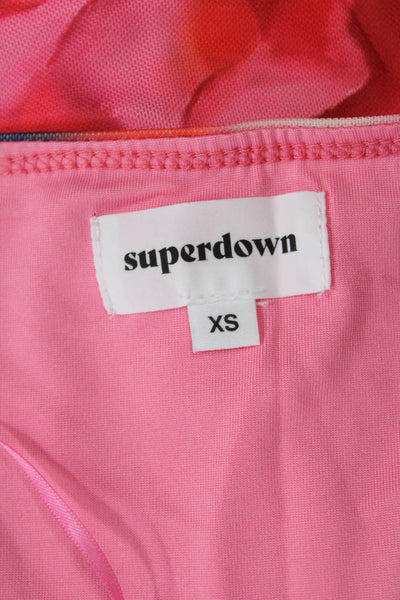 Superdown Womens Buttoned Detail Abstract Print Top & Mini Skirt Pink Size XS