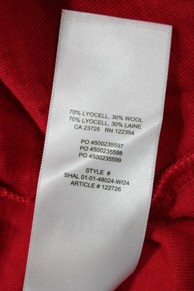 Babaton Aritzia Womens Pleated Detail Fitted Long Sleeve Blouse Red Size M