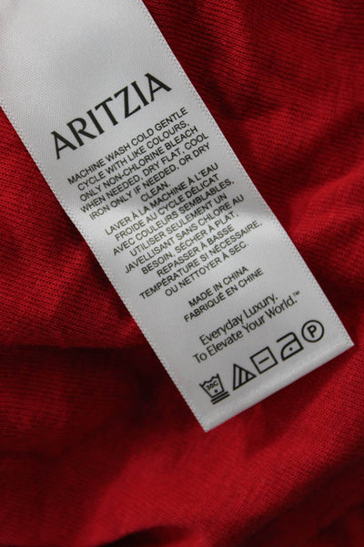 Babaton Aritzia Womens Pleated Detail Fitted Long Sleeve Blouse Red Size M