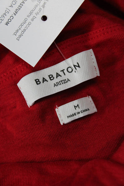 Babaton Aritzia Womens Pleated Detail Fitted Long Sleeve Blouse Red Size M