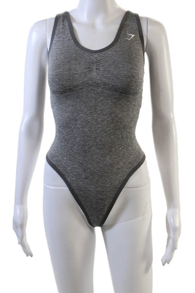 GYMSHARK Womens Round Neck Sleeveless Supportive Bodysuit Heather Gray Size XS