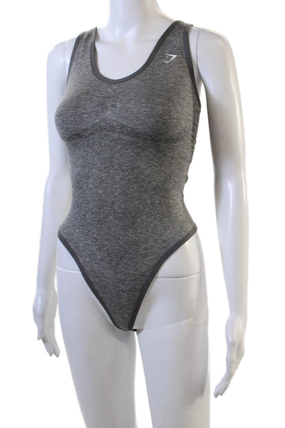 GYMSHARK Womens Round Neck Sleeveless Supportive Bodysuit Heather Gray Size XS