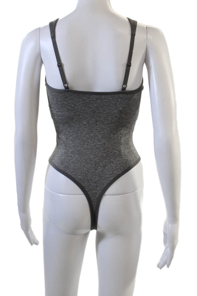 GYMSHARK Womens Round Neck Sleeveless Supportive Bodysuit Heather Gray Size XS