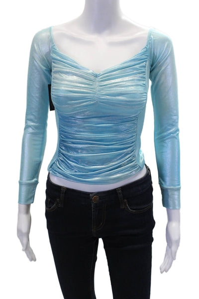 AFRM Womens Odilla Foil Mesh Top - Bluefish Ombre Size M