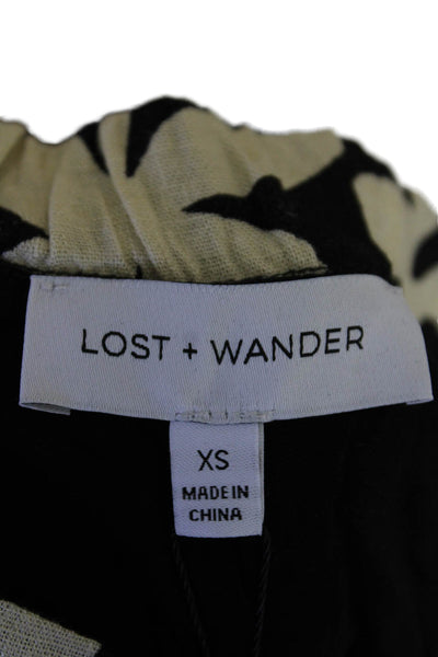 Lost + Wander Womens Tropic Flair Pants - Black Cream Size XS