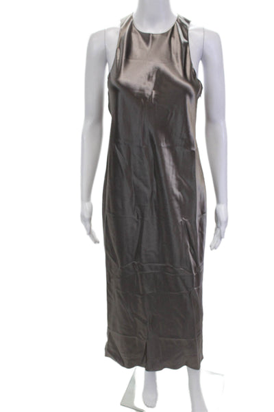 Tibi Womens Heavy Satin Midi Dress - Slate Grey Size 2