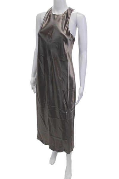 Tibi Womens Heavy Satin Midi Dress - Slate Grey Size 2