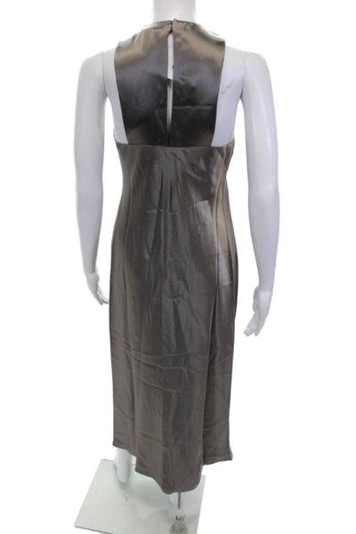 Tibi Womens Heavy Satin Midi Dress - Slate Grey Size 2