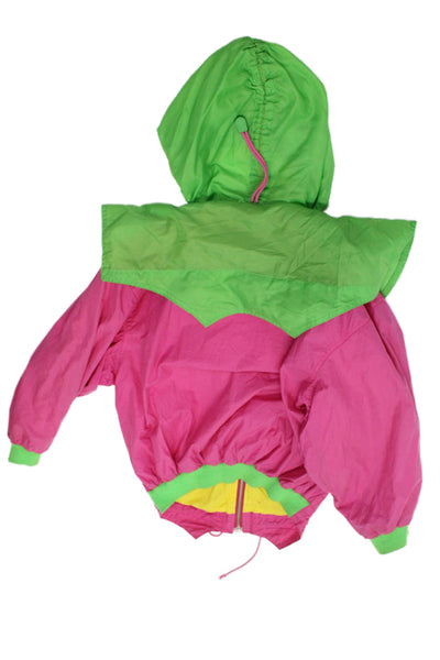 Oilily Girls Front Zip Colorblock Hooded Jacket Pink Green Size 140cm