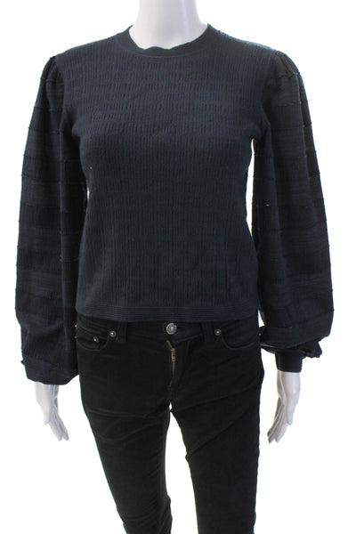 Club Monaco Womens Puffy Long Sleeves Crew Neck Sweater Navy Blue Size Medium