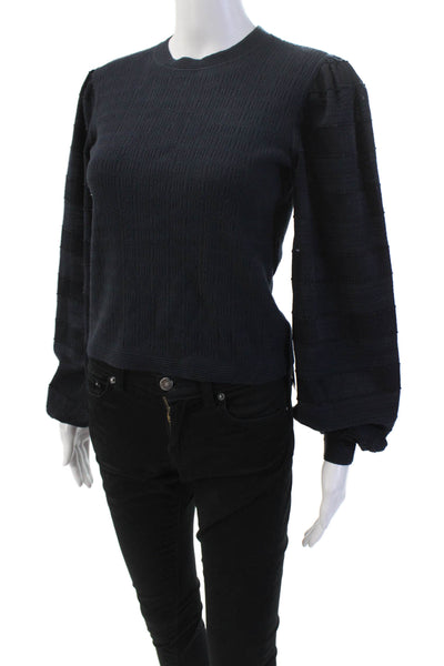 Club Monaco Womens Puffy Long Sleeves Crew Neck Sweater Navy Blue Size Medium