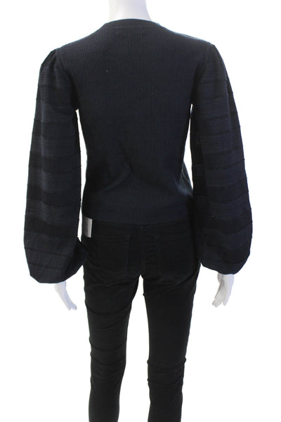 Club Monaco Womens Puffy Long Sleeves Crew Neck Sweater Navy Blue Size Medium