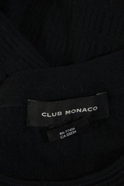 Club Monaco Womens Puffy Long Sleeves Crew Neck Sweater Navy Blue Size Medium
