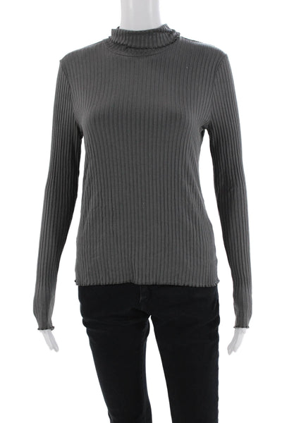 3x1 NYC Womens Long Sleeves Pullover Turtleneck Sweater Pebble Gray Size Large