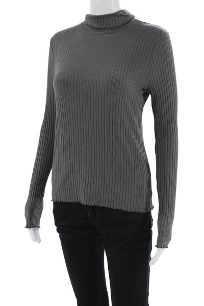 3x1 NYC Womens Long Sleeves Pullover Turtleneck Sweater Pebble Gray Size Large