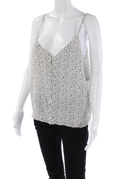 Rails Womens Spotted Sleeveless Aubry Tank Top White Black Size Large