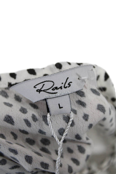 Rails Womens Spotted Sleeveless Aubry Tank Top White Black Size Large