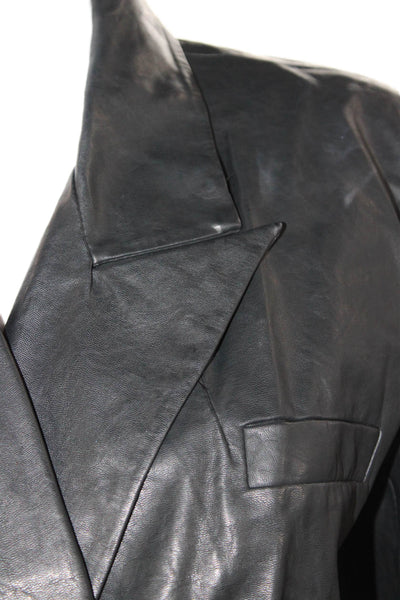 BLANKNYC Womens Faux Leather Double Breasted Button Down Jacket Black Size Small