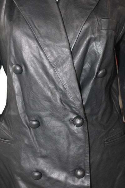 BLANKNYC Womens Faux Leather Double Breasted Button Down Jacket Black Size Small