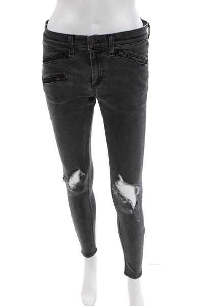Rag & Bone Jean Womens Zipper Ankle Skinny Leg Jeans Thorne Black Cotton Size 28
