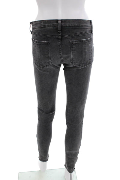 Rag & Bone Jean Womens Zipper Ankle Skinny Leg Jeans Thorne Black Cotton Size 28